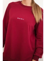 Dámská souprava bavlněná mikina a legíny s nápisem Minimal bordový Dámská souprava bavlněná mikina a legíny s nápisem Minimal bordový