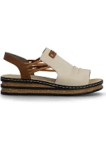 Pohodlné dámské sandály na podpatku béžové barvy Rieker 62962-60