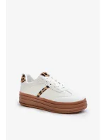 Dámské tenisky na platformě s leopardím vzorem bílé Dravinnia