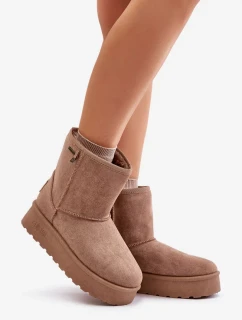 Vysoké Dámské Sněhule Na Platformě Big Star OO274A097 Béžové