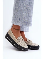 Lesklé kožené dámské mokasíny LR750 zlaté - S.Barski