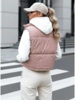 Dámská prošívaná růžová vesta FashionStreet TY5199 Dámská prošívaná růžová vesta FashionStreet TY5199