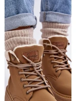 Dámské kožené Trapery s kožíškem Hnědá Lynnvia