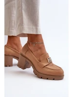 Dámské polobotky na robustním podpatku s ozdobou Camel Ranunca