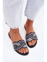 Ozdobené pantofle na nízkém podpatku Černé Dovima