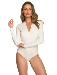 S327 Body s výstřihem do V - ecru