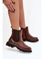 Dámské kotníkové boty – hnědé Rivelia, zateplené se zipem