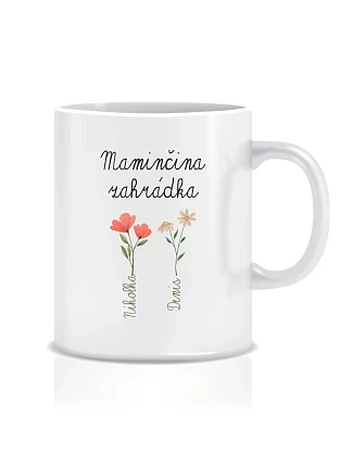 Personalizovaný klasický bílý keramický hrníček 300 ml s maminčinou zahrádkou Personalizovaný klasický bílý keramický hrníček 300 ml s maminčinou zahrádkou