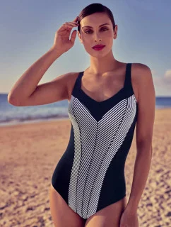 Jednodílné dámské plavky 7380 M1 modro-bílé - Anita