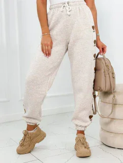 Bavlněné kalhoty Amour béžová melanž