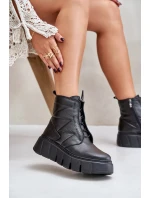 Zazoo 60472 Kožené Botky Na Platformě A Klínu Černé