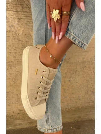 Dámské plátěné tenisky Big Star – béžové Dámské plátěné tenisky Big Star – béžové