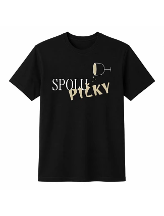 Dámské bavlněné tričko s potiskem - SPOLUPIČKY - černé Dámské bavlněné tričko s potiskem - SPOLUPIČKY - černé