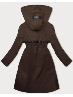 Hnědá jednoduchá dámská bunda s kapucí LHD (LHD-24592) Hnědá jednoduchá dámská bunda s kapucí LHD (LHD-24592)