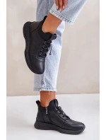 Zateplené Sportovní Kožené Boty Na Zip Černé Artiker 55C0041