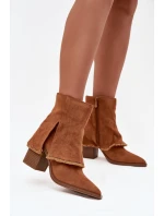 Dámské kotníkové boty na podpatku s otočeným lemem Camel Idalia