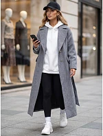 Dlouhý dámský kabát s páskem, mezisezónní, tmavě modrý, FashionStreet NY0775 Dlouhý dámský kabát s páskem, mezisezónní, tmavě modrý, FashionStreet NY0775