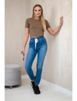 Džínové kalhoty s žebrovaným lemem