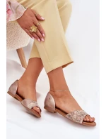 Dámské Kožené Sandály Na Ploché Podpatky Maciejka 06947-25 Zlaté