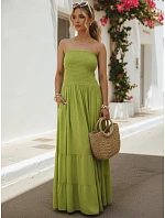 Dámské maxi šaty bez ramínek v limetkové barvě FashionStreet EY2666 Dámské maxi šaty bez ramínek v limetkové barvě FashionStreet EY2666