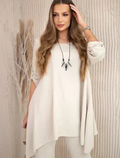 Sada halenky + kalhot s přívěskem tmavě béžová