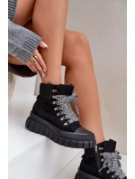 Dámské Zateplené Botky Trapery Na Platformě Černé Alcyhen