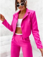 Dámský komplet ve fuchsijové barvě - krátké sako a široké kalhoty (8263)