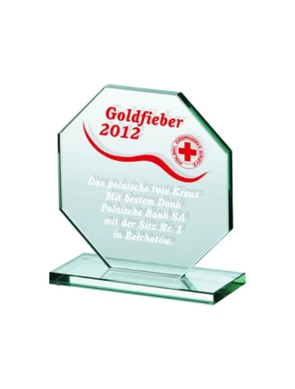 Gravírovaná skleněná trofej + malířská výplň Gravírovaná skleněná trofej + malířská výplň