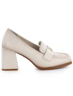Dámské mokasíny na podpatku béžové Potocki SZ12783