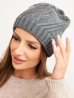 Dámská zimní čepice s vlnou volného střihu K442 grafitová