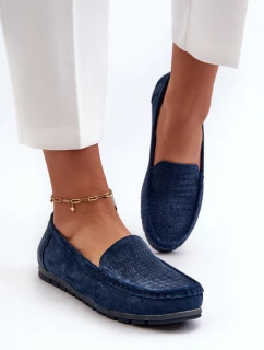 Dámské modré semišové mokasíny S.Barski LR755