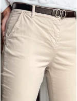 Dámské kalhoty slim fit s páskem LINESKA light beige FashionStreet UY2573