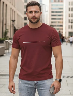 Pánské bavlněné tričko s nápisem „Whatever“ v bordové barvě, FashionStreet NX5128R