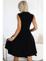 573-1 Červené šaty se zipem vpředu - BLACK