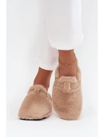 Kožešinové dámské pantofle na platformě s páskem a přezkou béžové Noraline