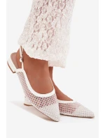 Síťované baleríny s odhalenou patou bílé Pyvona