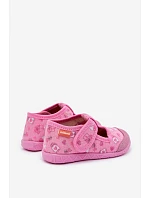 Dětské pantofle Milami na suchý zip lesklé růžové Jasimrra