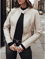 Dámská přechodná kožená bunda TY4744 béžová - FashionStreet Dámská přechodná kožená bunda TY4744 béžová - FashionStreet