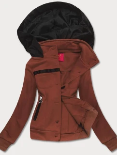 Hnědá krátká dámská rozepínací mikina (amg-63)