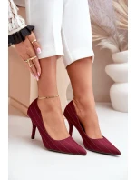 Textilní dámské lodičky v pruhovaném bordó Tifidra