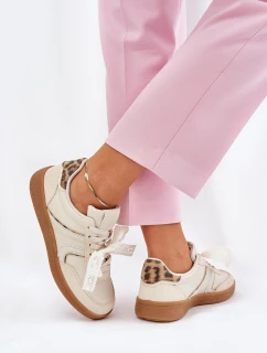 Nízké Dámské Tenisky S Krajkou Leopardí Béžové Zielle