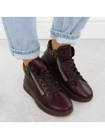 Dámské kožené traperky vínové Rieker N1305-35 Dámské kožené traperky vínové Rieker N1305-35