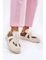 Dámské sneakers s leopardím vzorem na platformě béžové Nativira