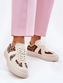 Dámské sneakers s leopardím vzorem na platformě béžové Nativira