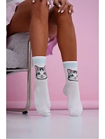Dámské ponožky kočky s modrými pruhy