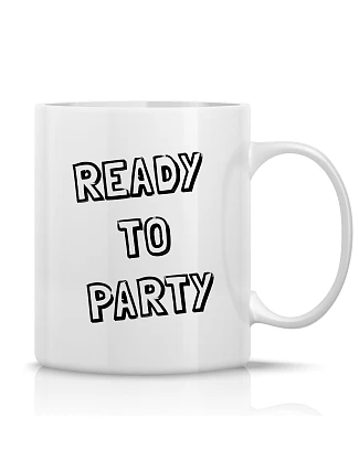 READY TO PARTY - klasický bílý keramický hrníček 300 ml
