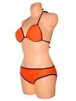 Dámské plavky dvoudílné sexy bikiny TRIANGLE zdobené černými lemy oranžové - Oranžová - OEM