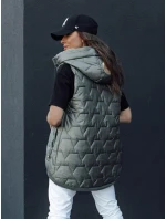 Dámská prošívaná vesta s kapucí GLITZY zelená FashionStreet TY4456