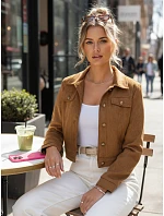 Dámská semišová krátká velbloudí bunda FashionStreet TY5660 Dámská semišová krátká velbloudí bunda FashionStreet TY5660