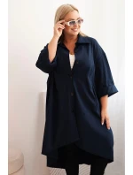 Dámský plášť Plus Size Punto s bavlnou a knoflíky granátová